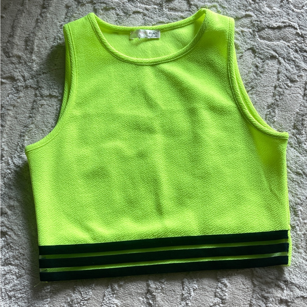Agaci small neon black crop top sport mesh